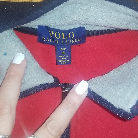 Boys red POLO fleece USA pullover S(8) - Picture 3 of 3